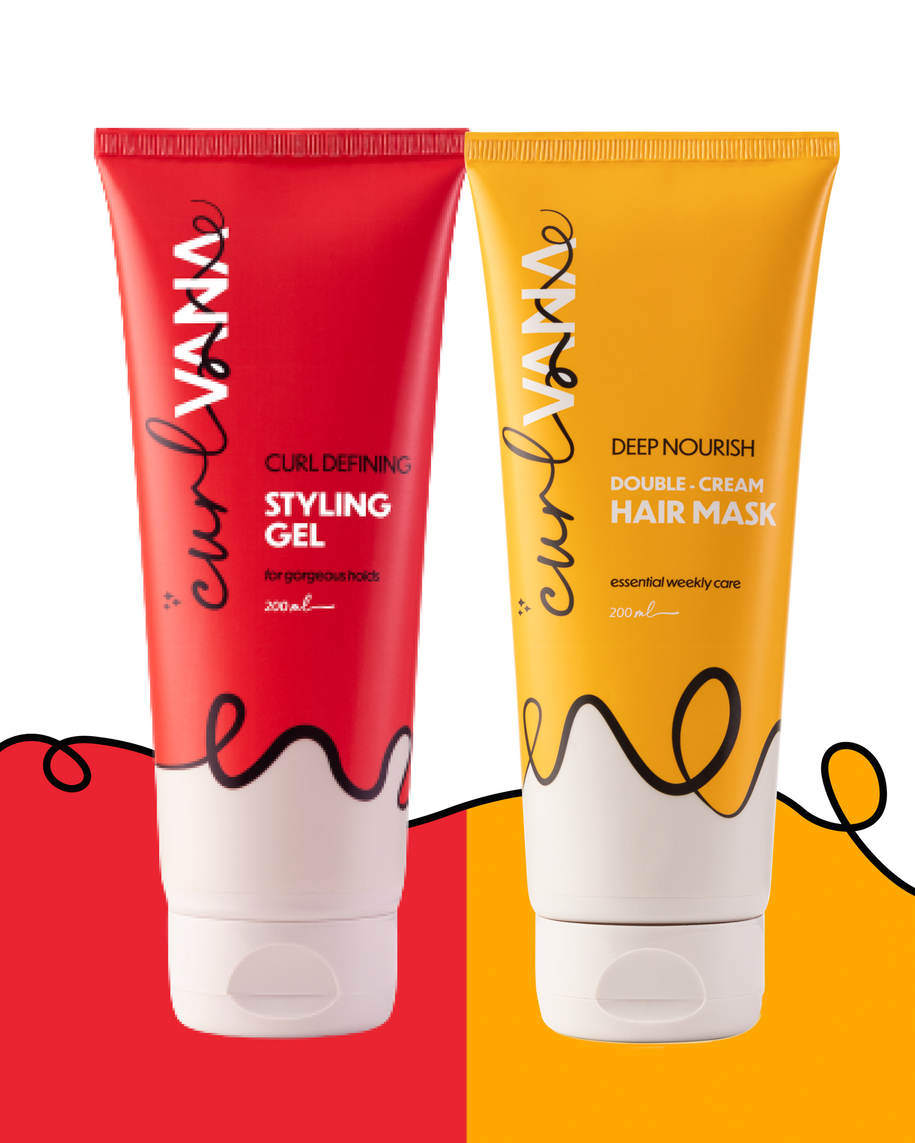 Curlvana Curl-Defining Styling Gel & Curlvana Deep-Nourish Hair Mask, 200ml each