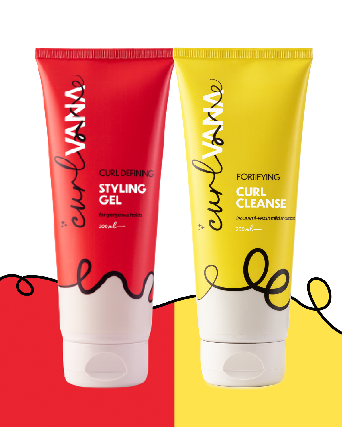 Curlvana Curl Cleanse Shampoo & Curl-Defining Styling Gel Combo, 200ml each